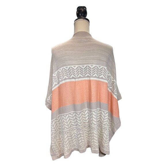 Say What Juniors L Aztec Poncho Cardigan Sleeveless Creams Orange Chevron - Picture 3 of 5